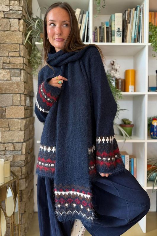 Moorland Fair Isle Scarf Navy